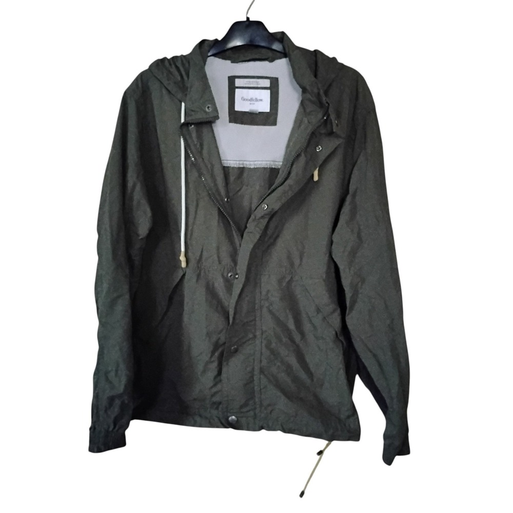 Goodfellow & Co Mens Olive Green Water Resistant Hooded Windbreaker Jacket M